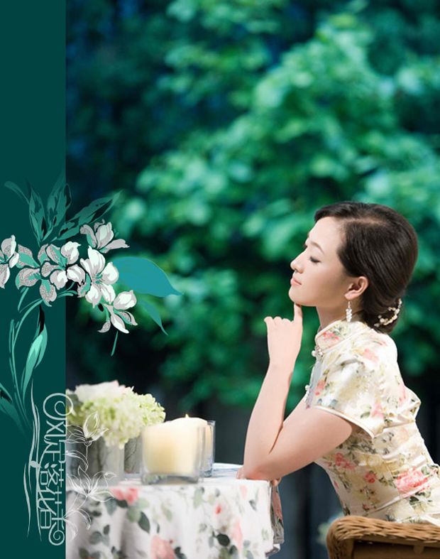 精致旗袍美图—风定落花香