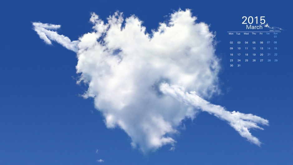 纯洁护眼的壁纸蓝天白云之美心形云朵唯美图片4p下载