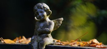 天使，雕塑，叶子，秋的照片，可爱壁纸