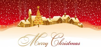 新年 圣诞节快乐 雪花小屋桌面壁纸