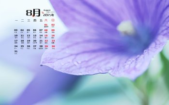 2015年8月日历梦幻紫色花朵高清电脑桌面壁纸下载