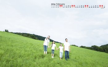 2016年2月日历山坡草地壁纸图片下载