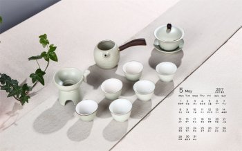 2017年5月卓尚堂绿陶茶具桌面日历壁纸
