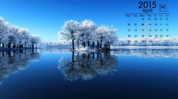 2015年4月日历白色的雪景唯美自然风光高清电脑桌面壁纸下载