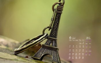 2017年6月清新的埃菲尔铁塔饰品高清日历壁纸