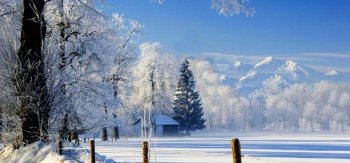 冬天,天空,白色的雪,房子,美丽的自然景观桌面壁纸