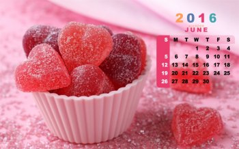 2016年6月日历壁纸酸甜美味糖果图片桌面壁纸