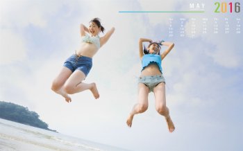 2016年5月日历美女桌面唯美壁纸