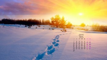 2016年2月日历雪景桌面壁纸唯美小清新5