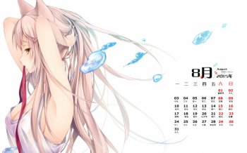 2015年8月日历日本动漫美女高清电脑桌面壁纸下载