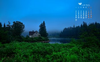 2015年11月日历绿色宽屏桌面壁纸图片2下载