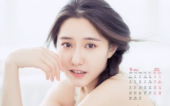 2017年5月小清新轻熟女唯美高清桌面日历壁纸