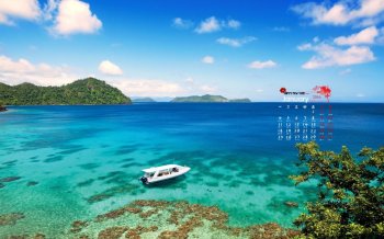 2016年1月日历蓝色风景桌面壁纸下载2