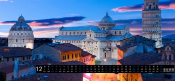 比萨大教堂风景 彼岸2016年12月日历桌面壁纸