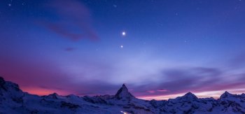 马特宏峰，山，雪，夜间，黄昏天空的图片，自然风景壁纸