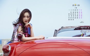 2015年9月日历马苏魅力红唇公路写真桌面壁纸图片下载2