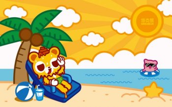 可爱夏日悠克熊高清宽屏壁纸下载