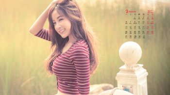 2017年3月唯美治愈系甜美女神日历壁纸  第一辑