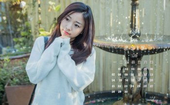 2015年9月日历精选校园美女户外写真桌面壁纸下载3