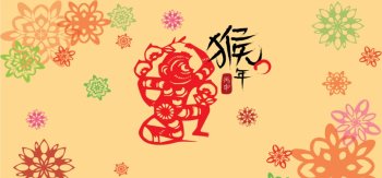 2016猴年，剪纸，新年，猴年春节喜庆桌面壁纸