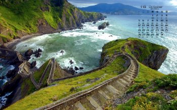 2015年10月日历林间小路清新唯美风景桌面壁纸图片下载7