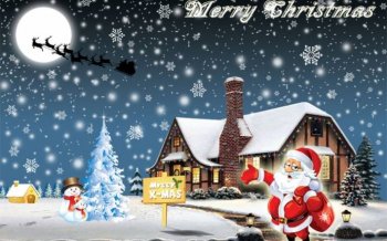 可爱圣诞老人电脑壁纸