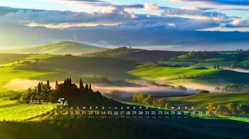 2017年5月绿色风景护眼高清宽屏桌面日历壁纸