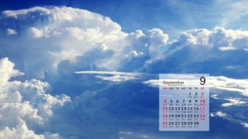 2016年9月日历蓝色唯美纯净户外风景高清宽屏电脑壁纸