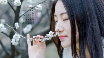 2016年4月日历清纯美女高清桌面壁纸
