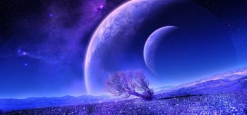 星球,树,空间,梦幻风景桌面壁纸