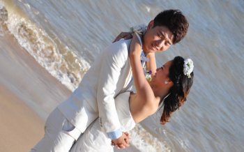 环岛路上的婚纱摄影