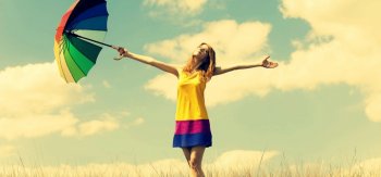 心情,女孩,打扮,彩色的雨伞,桌面壁纸