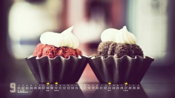 2015年9月日历诱人甜品女生最爱美味蛋糕电脑桌面壁纸