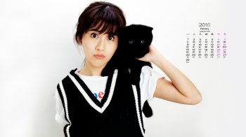 2016年2月日历美女夏梓桐桌面壁纸下载