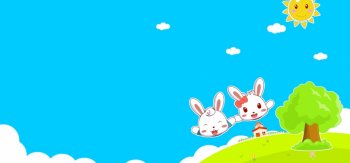 飞翔的兔子 兔小贝、兔小美桌面壁纸