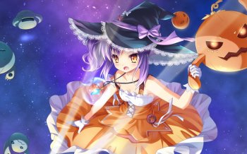 可爱的动漫少女主题万圣节图片桌面壁纸高清