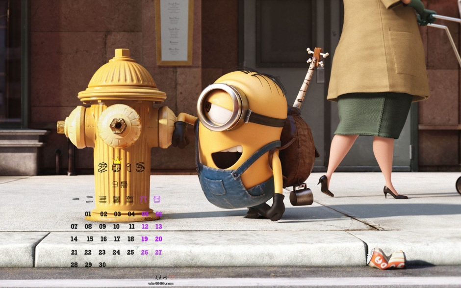 9月日历《小黄人大眼萌》电影桌面壁纸下载2