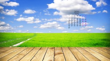 2016年2月日历蓝天白云风景桌面壁纸3