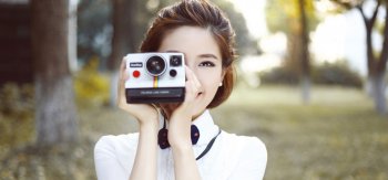 定格的容颜，相机，女孩，小清新，森系美女壁纸