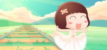 麦拉风，开心，轨道，草地，奔跑，壁纸