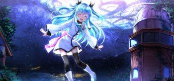 可爱小女孩,可爱姿势,天空风景,屋子,动漫小女孩桌面壁纸