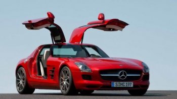 红色炫酷奔驰SLS-AMG跑车高清壁纸