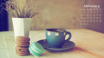 2017年1月马卡龙日历壁纸
