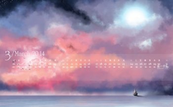 2014年3月月历桌面背景壁纸