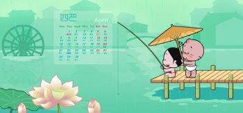 小破孩2014年4月壁纸-雨中情