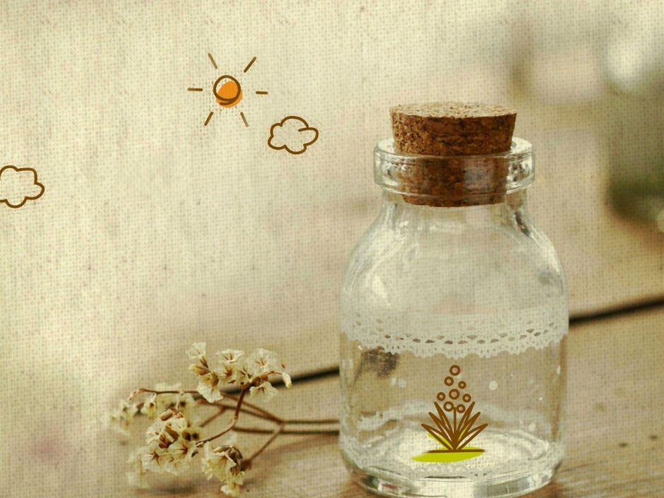 玻璃瓶静物文艺桌面壁纸