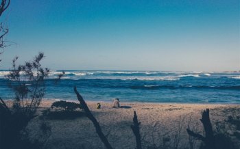 清新蓝色海边风景宽屏壁纸