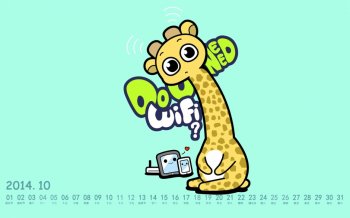 2014年10月日历象扑君可爱高清电脑桌面主题壁纸