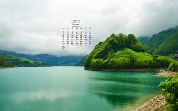 2016年2月日历绿意电脑桌面壁纸图片下载