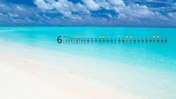 2015年6月日历壁纸夏日清凉蓝天碧海风景图片下载